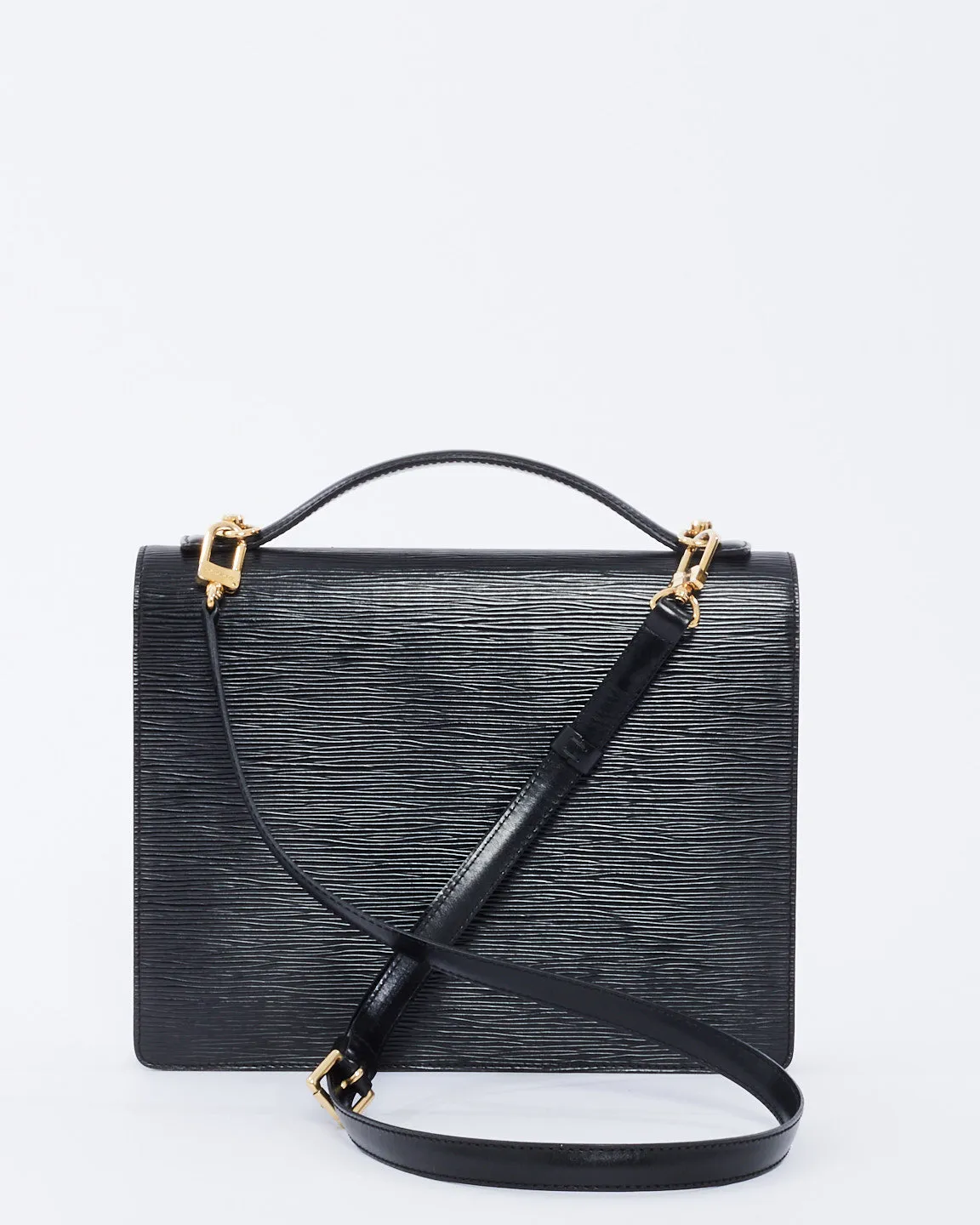 Louis Vuitton Black Epi Leather Monceau 28 Convertible Top Handle Bag