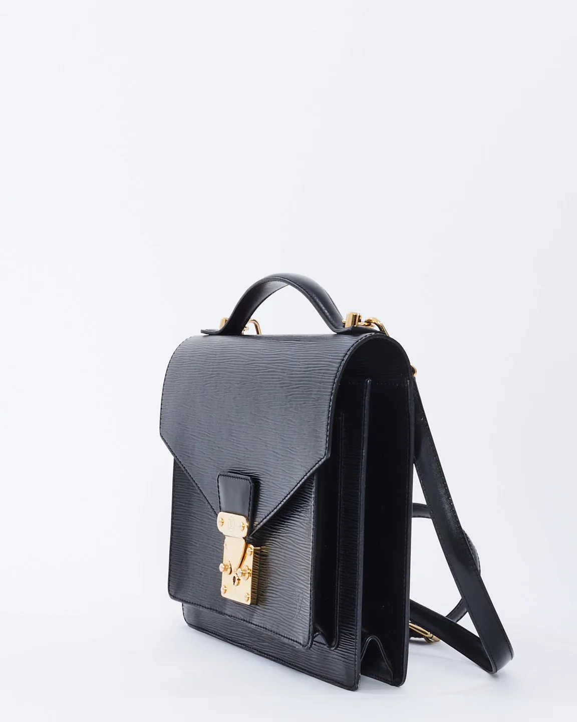 Louis Vuitton Black Epi Leather Monceau 28 Convertible Top Handle Bag