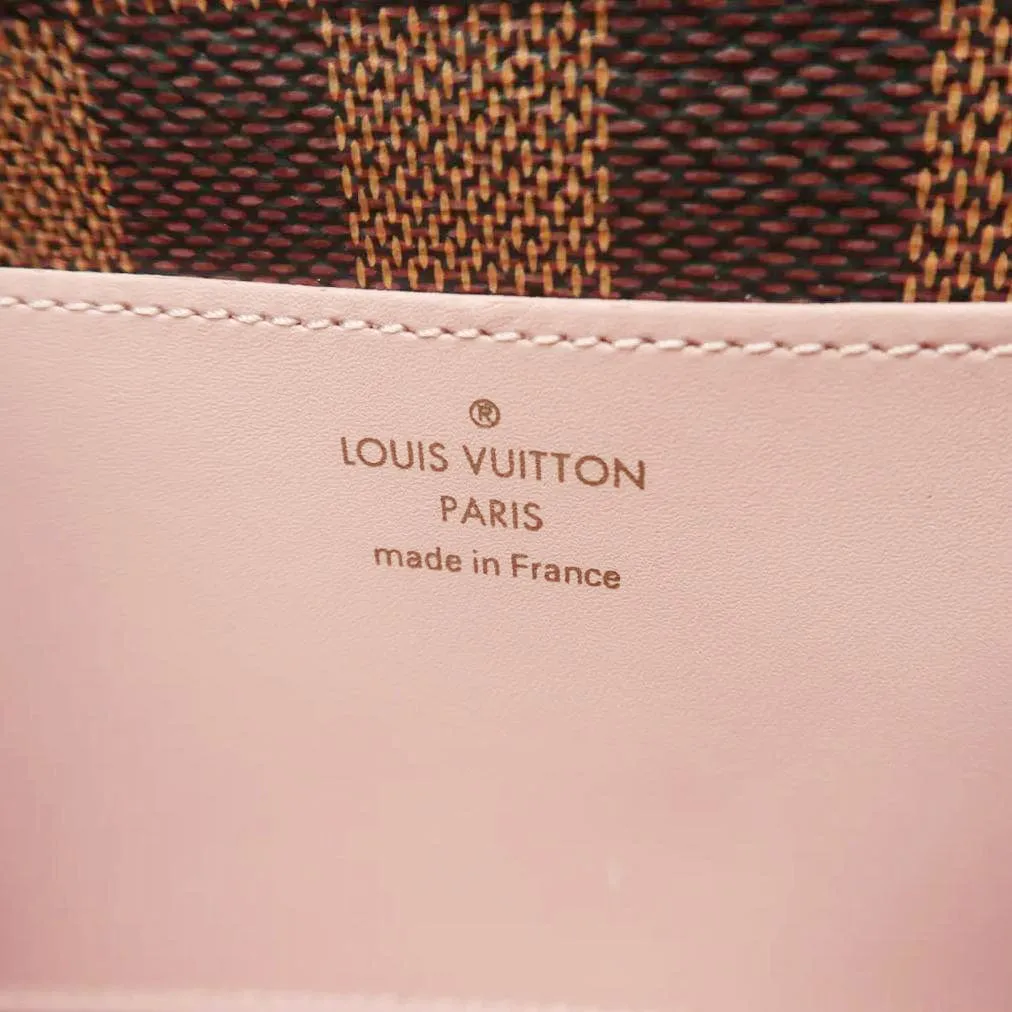 LOUIS VUITTON Croisette Damier Ebene Crossbody Rose Ballerine