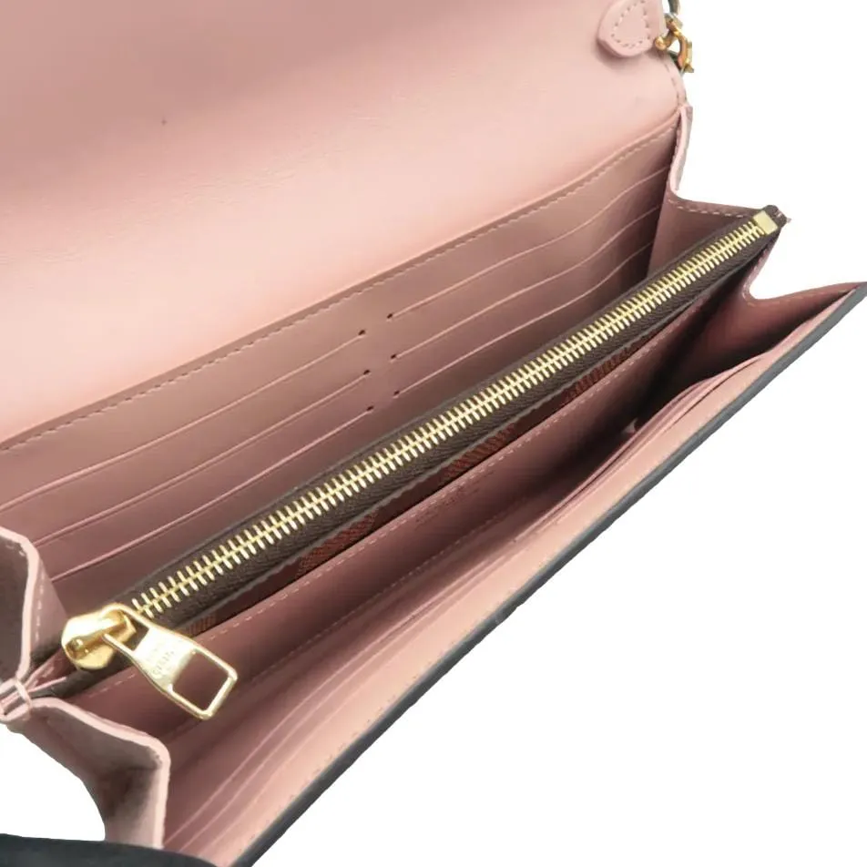 LOUIS VUITTON Croisette Damier Ebene Crossbody Rose Ballerine