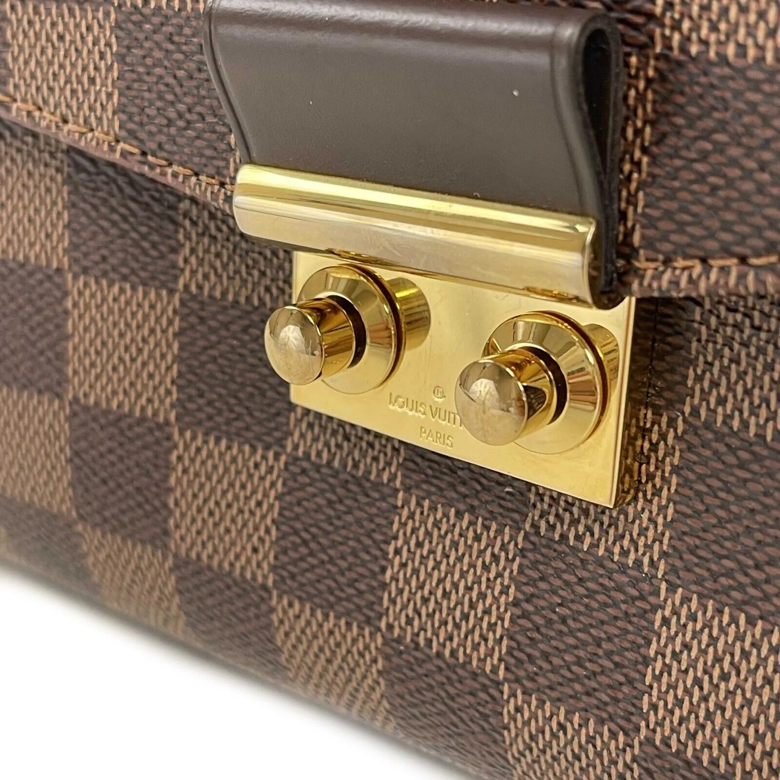 Louis Vuitton - Damier Ebene Croisette Brown Top Handle Tassel Bag w/ Strap