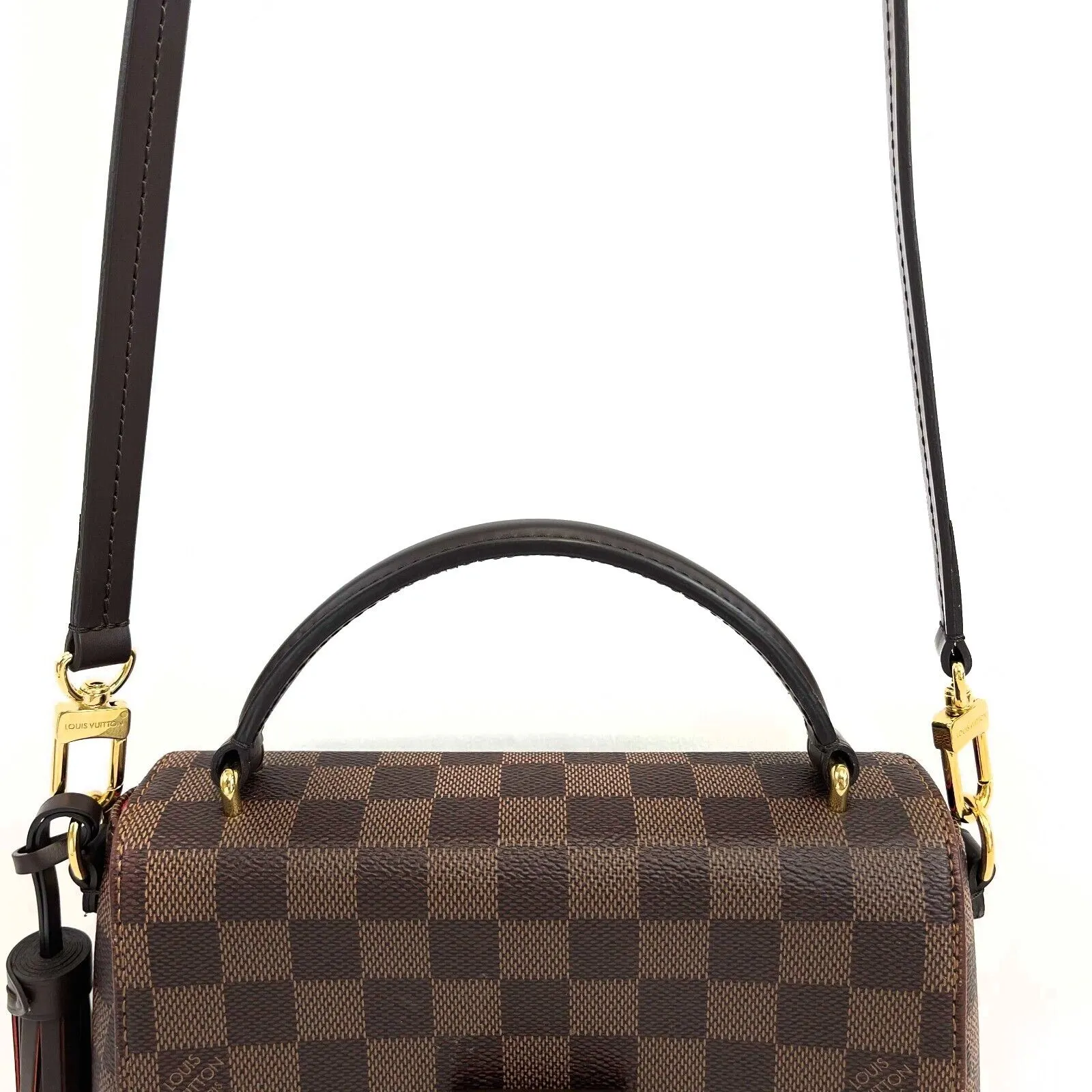 Louis Vuitton - Damier Ebene Croisette Brown Top Handle Tassel Bag w/ Strap