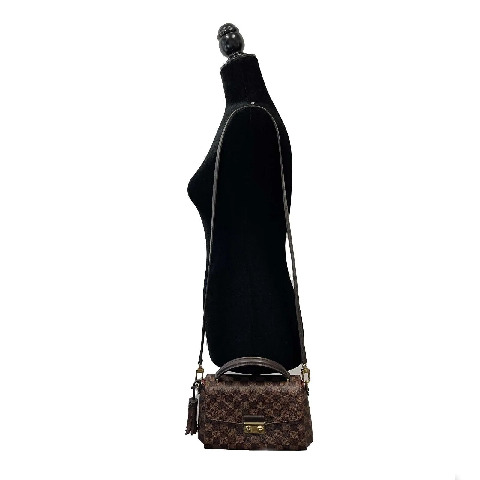 Louis Vuitton - Damier Ebene Croisette Brown Top Handle Tassel Bag w/ Strap