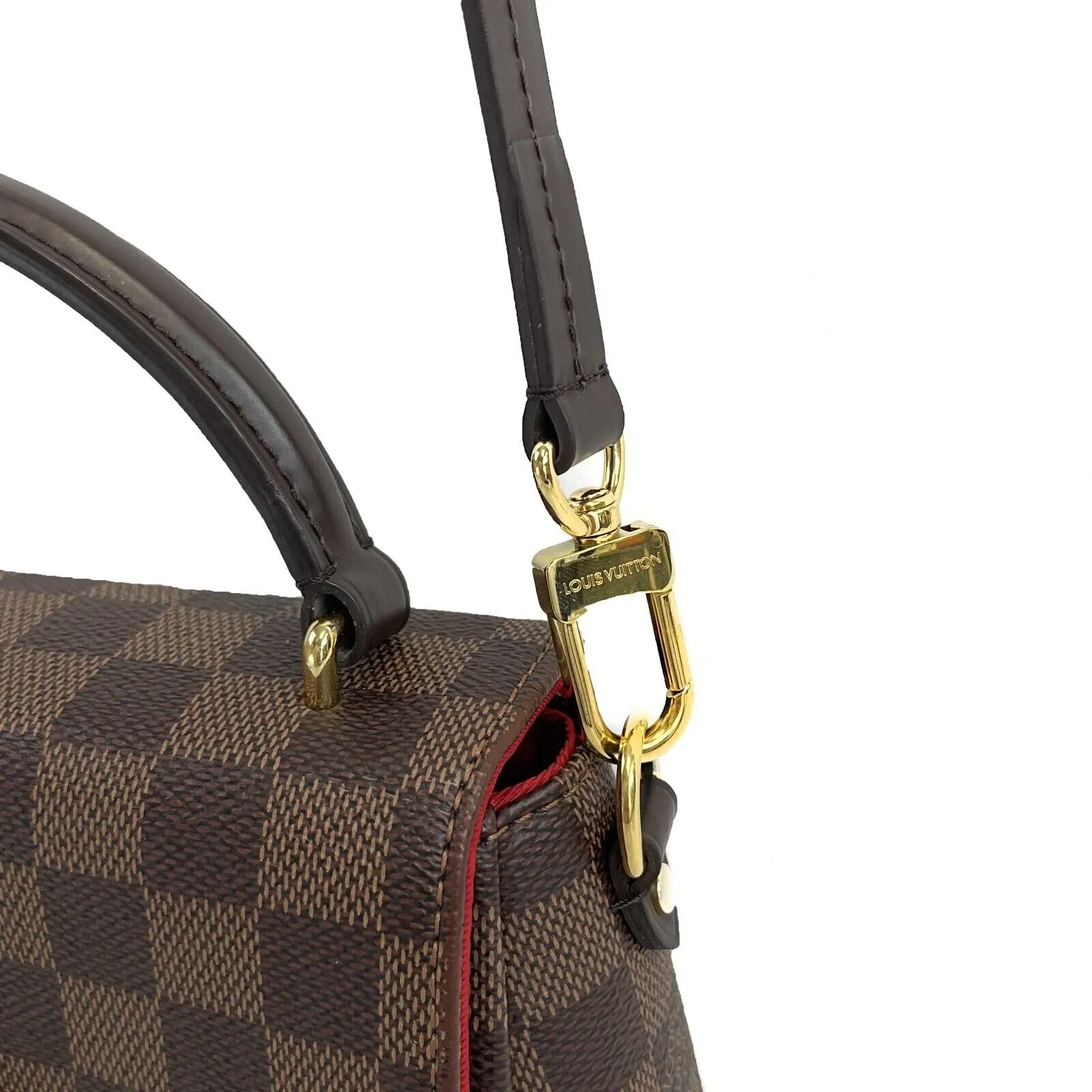 Louis Vuitton - Damier Ebene Croisette Brown Top Handle Tassel Bag w/ Strap