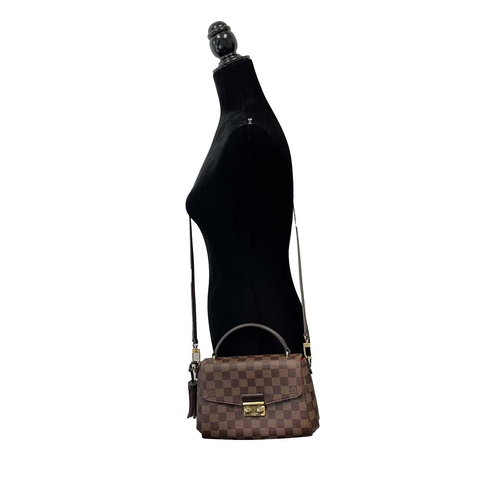 Louis Vuitton - Damier Ebene Croisette Brown Top Handle Tassel Bag w/ Strap