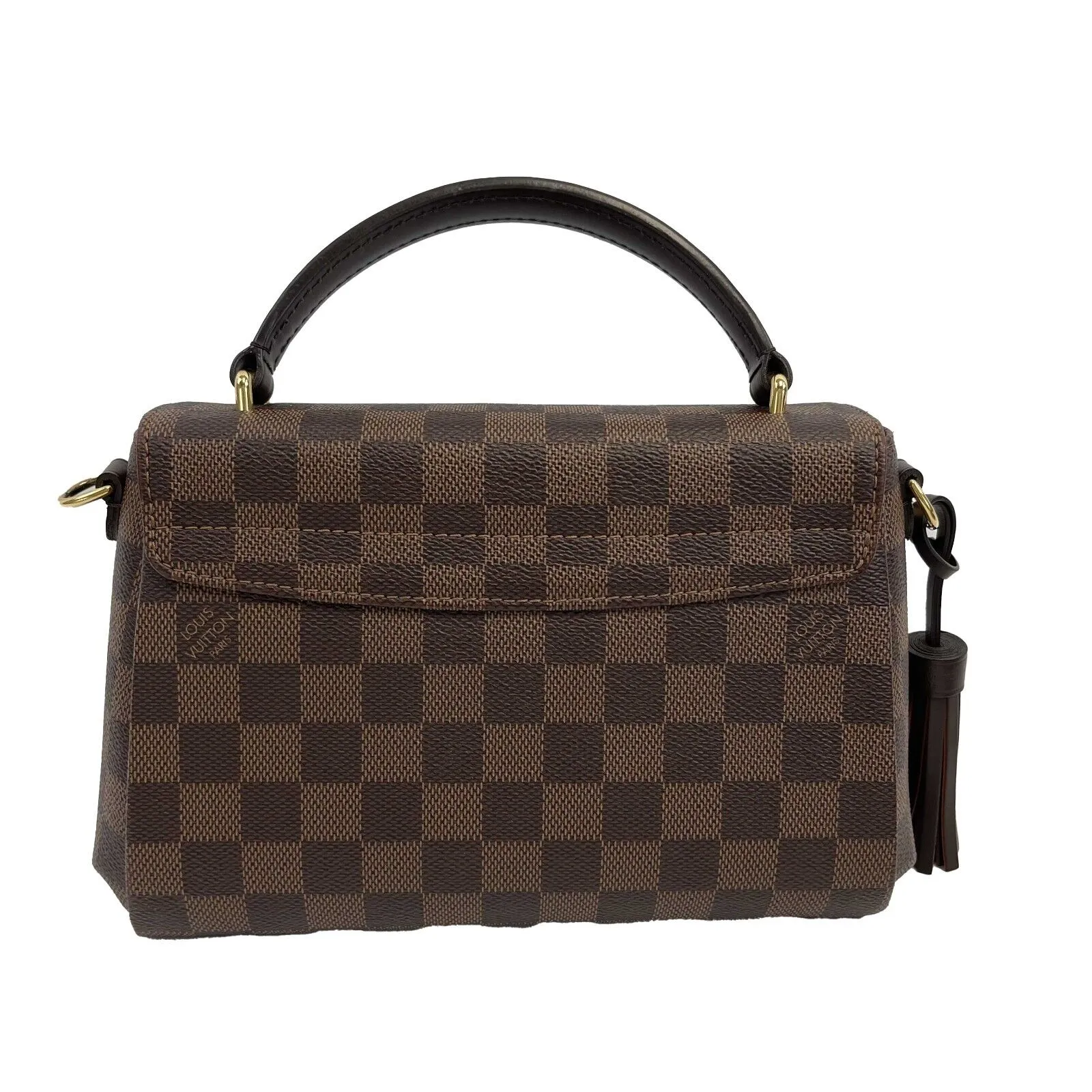 Louis Vuitton - Damier Ebene Croisette Brown Top Handle Tassel Bag w/ Strap