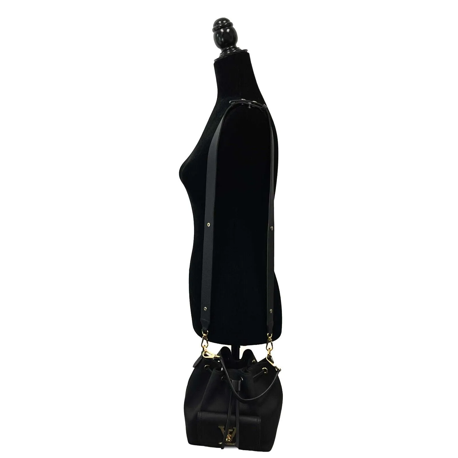 Louis Vuitton - Lock Me Bucket Black Calfskin Top Handle w/ Crossbody Strap