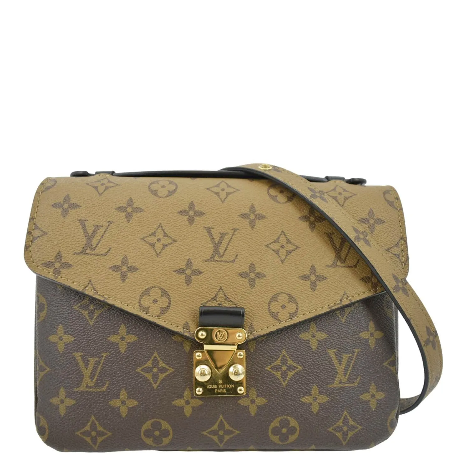 LOUIS VUITTON Metis Pochette Reverse Monogram Canvas Crossbody Bag Brown