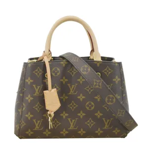 LOUIS VUITTON Montaigne BB Monogram Canvas Satchel Bag Brown
