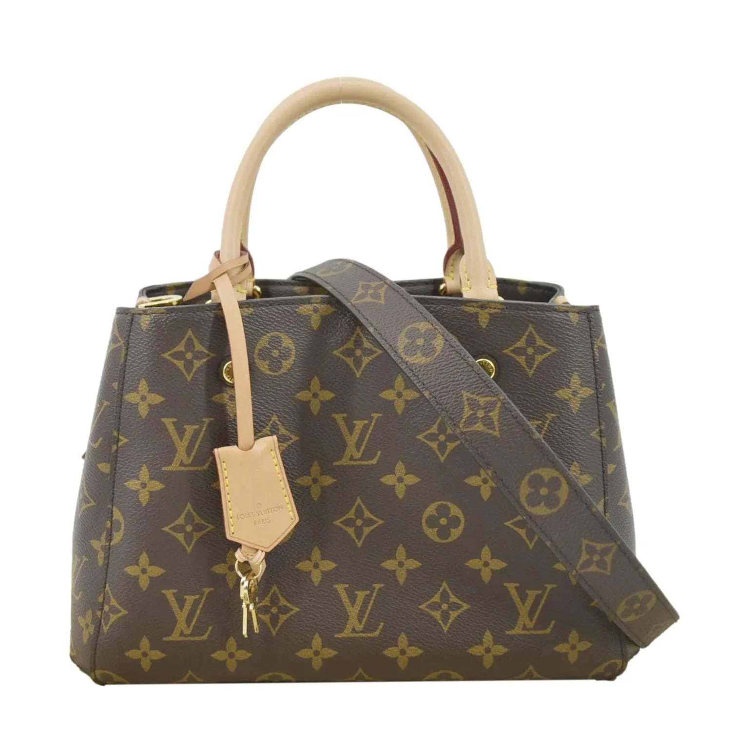 LOUIS VUITTON Montaigne BB Monogram Canvas Satchel Bag Brown