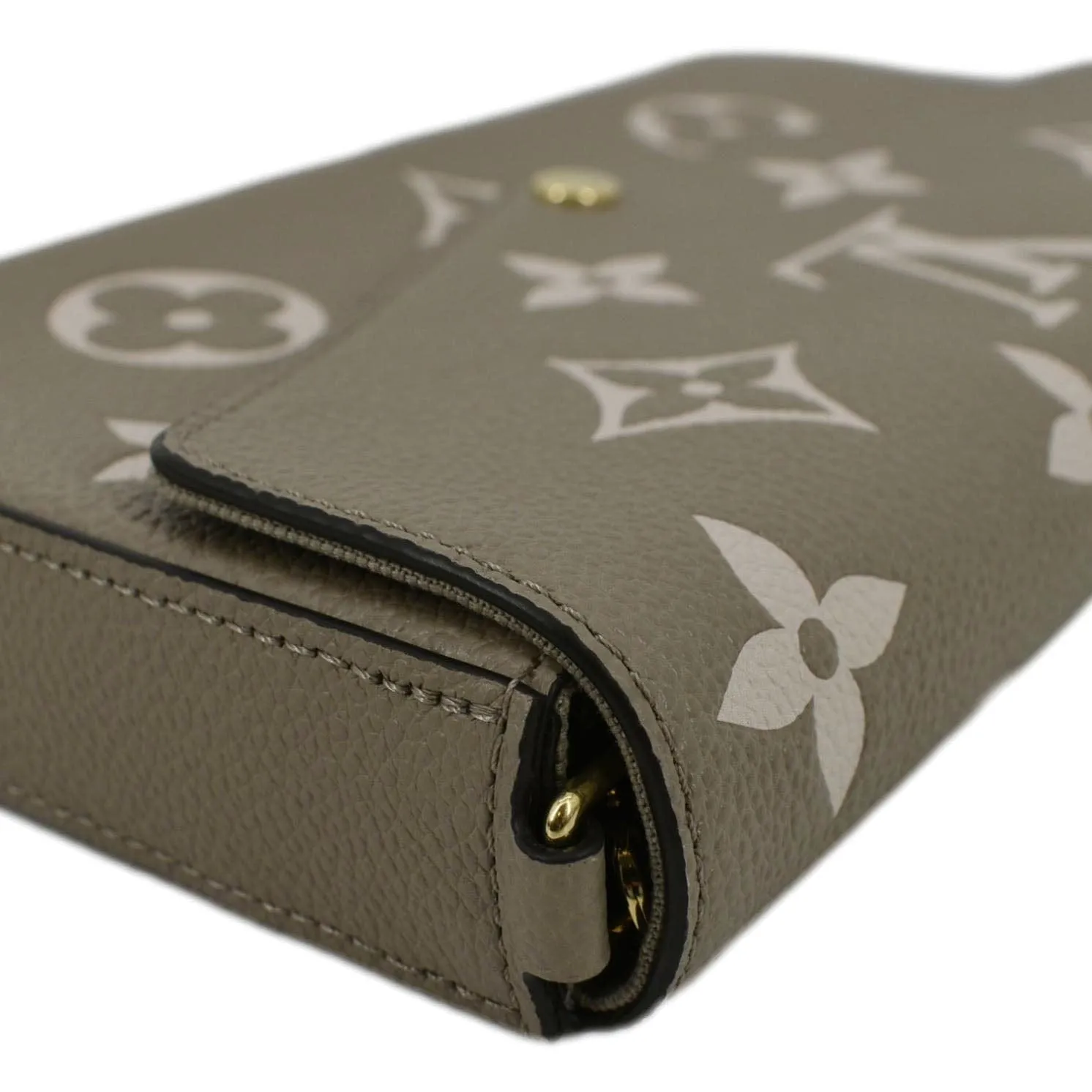 LOUIS VUITTON Pochette Felicie Monogram Leather Chain Wallet Tourterelle Gray