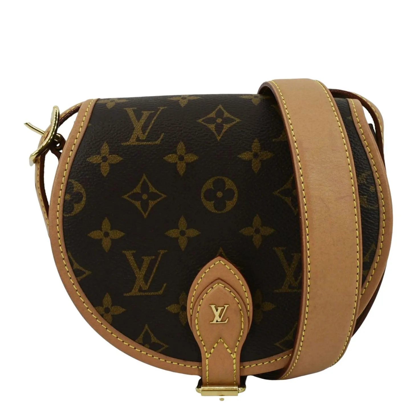 LOUIS VUITTON Tambourin Monogram Canvas Crossbody Bag Brown