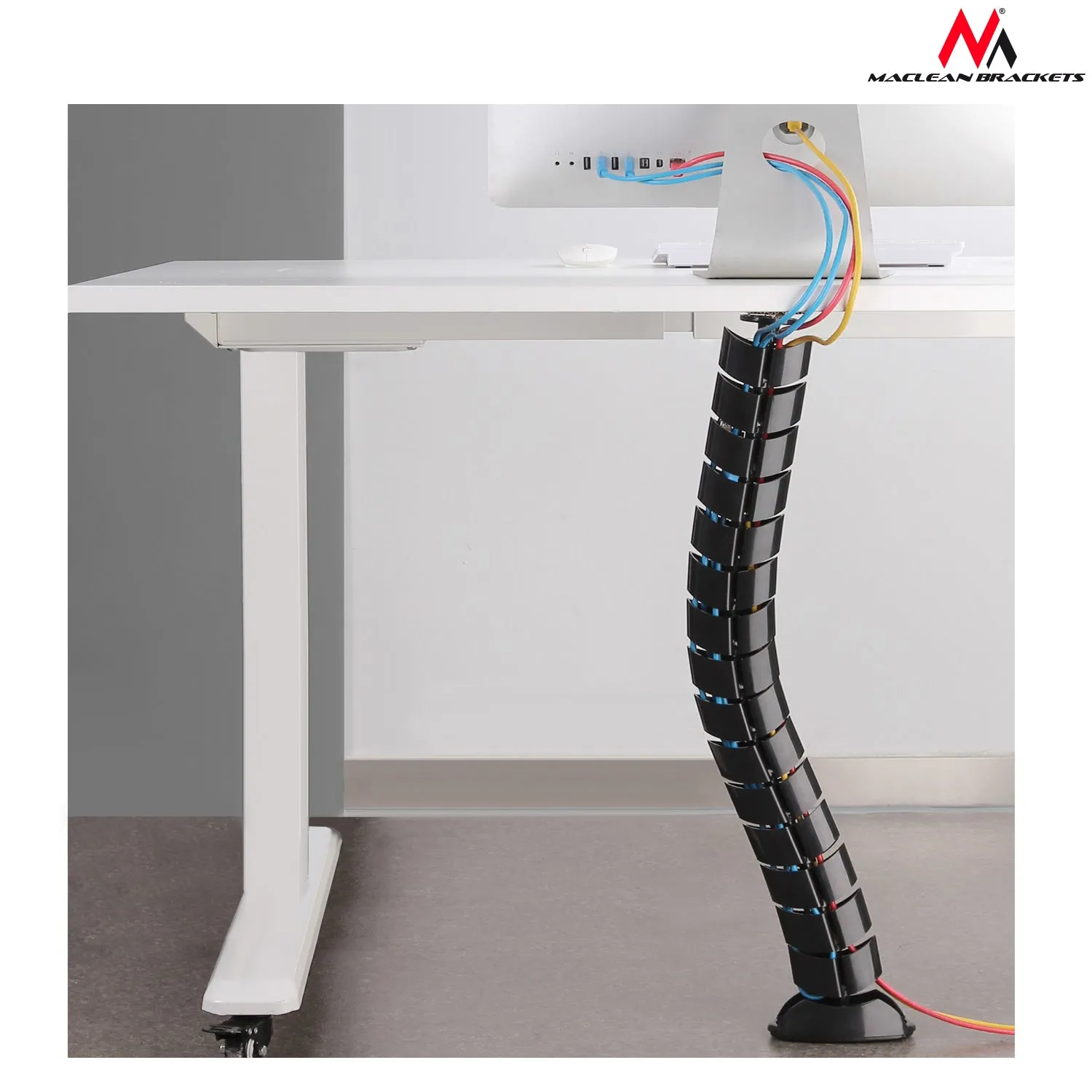 Maclean MC-768 B Cable Organizer Cable Management Cable For Desk With Long Regulation