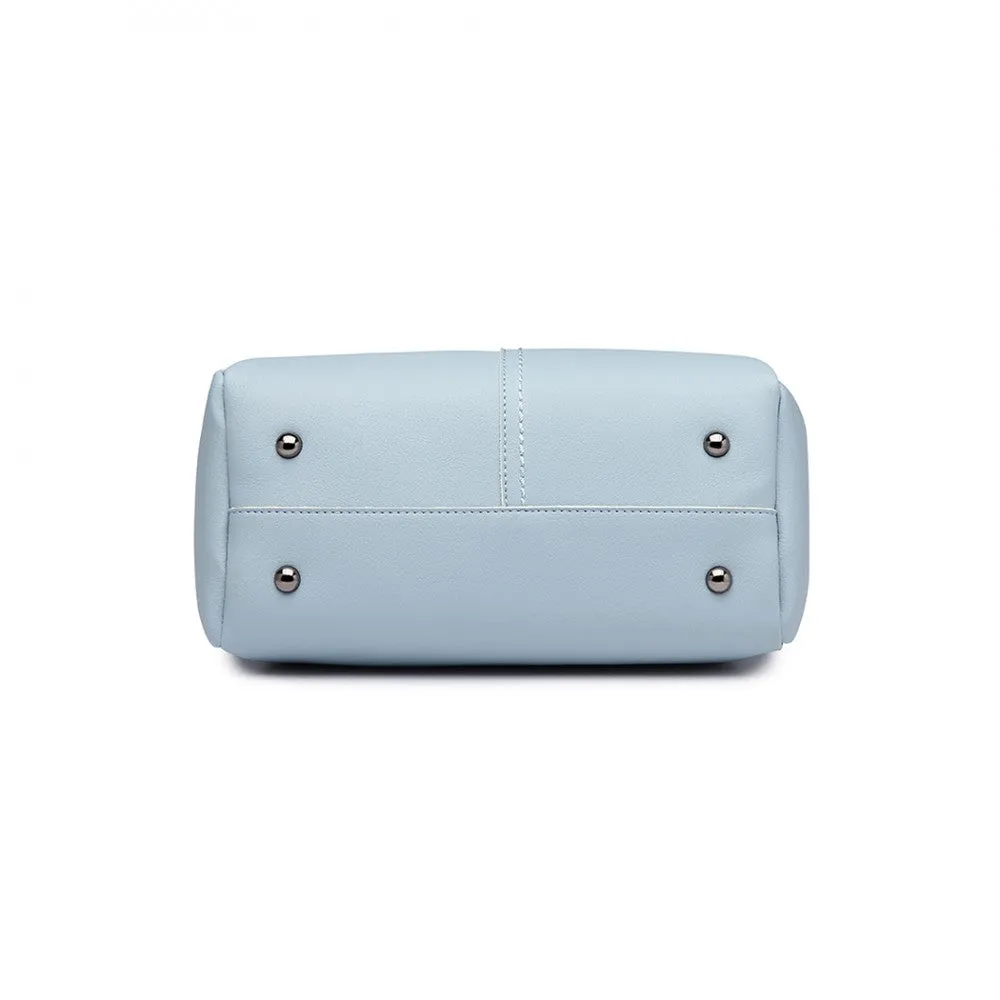 Miss Lulu Leather Look 2 In 1 Bucket Handbag - Blue