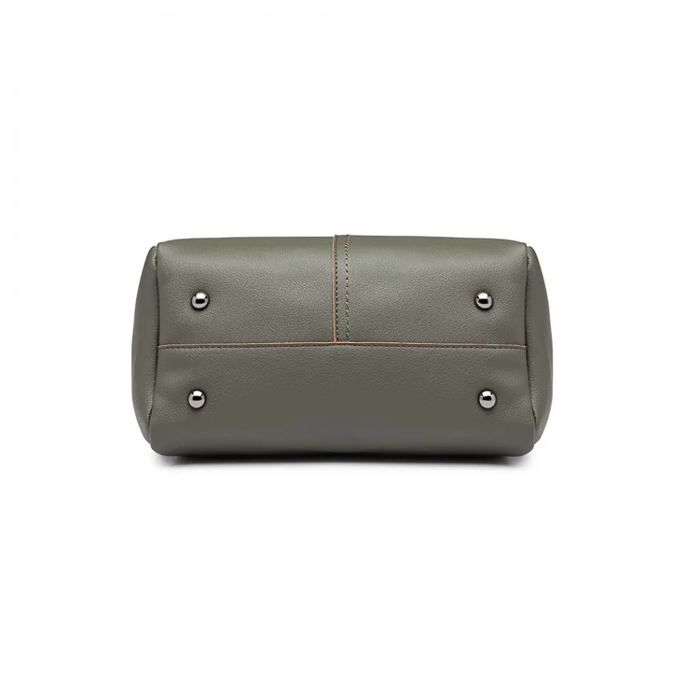 Miss Lulu Leather Look 2 In 1 Bucket Handbag - Green