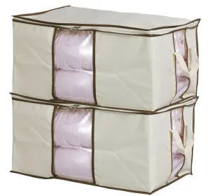 MISSLO Jumbo Zippered Storage Bags for Closet King Comforter, Clothes, Blanket Organizers Heavy Fabric Space Saver
