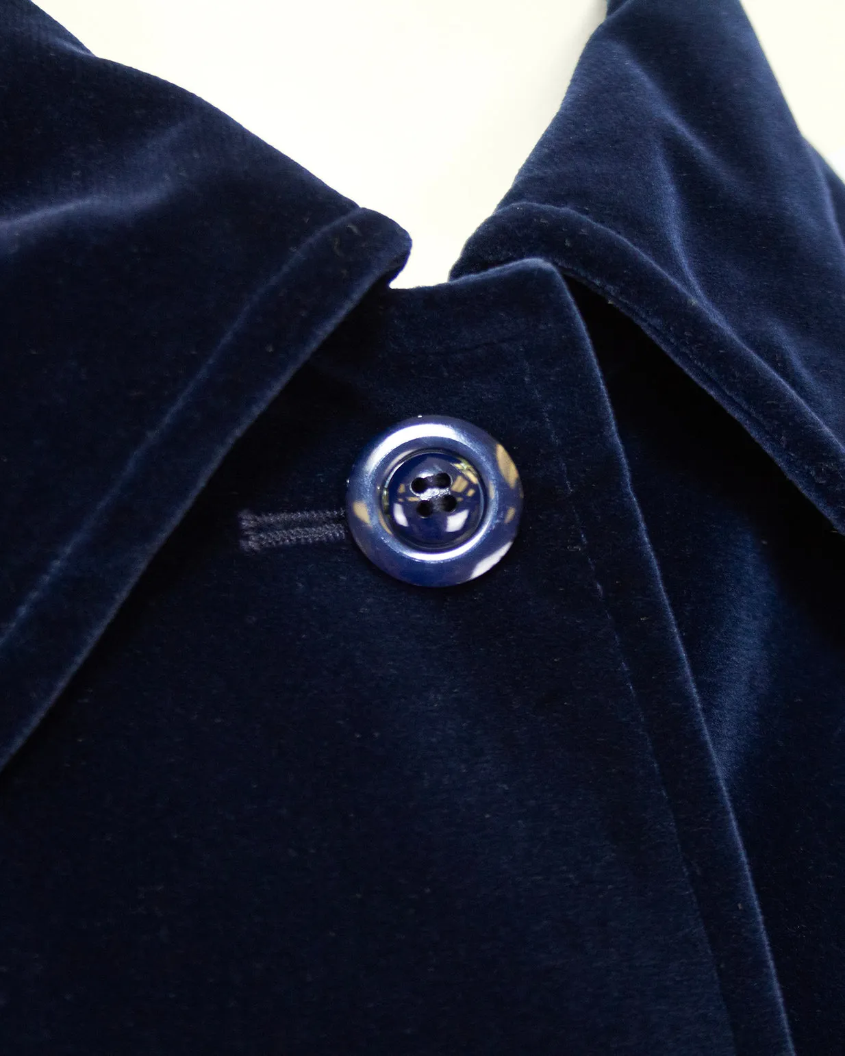 Navy Blue Velvet Belted Jacket