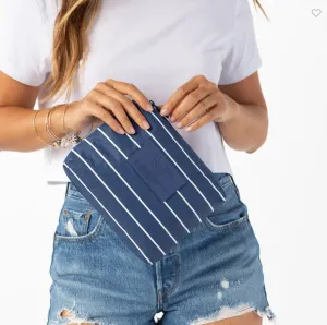 Navy Pinstripe Pouches