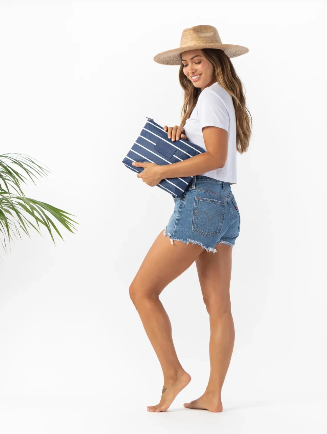 Navy Pinstripe Pouches