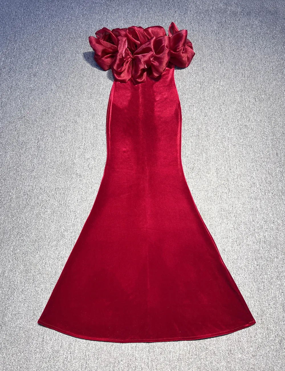Off Shoulder Bowknot Maxi Velvet Dress