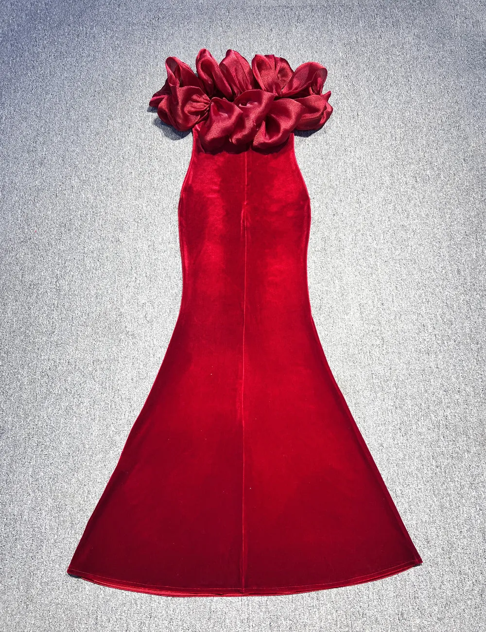 Off Shoulder Bowknot Maxi Velvet Dress