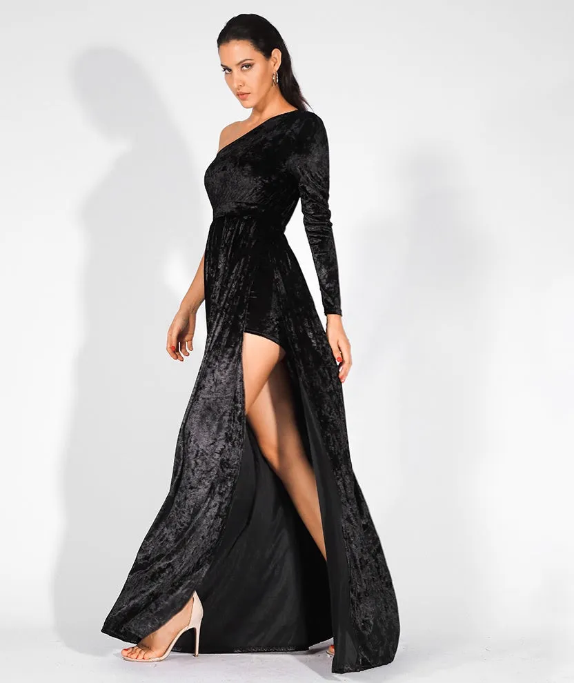 One Shoulder Velvet Dress