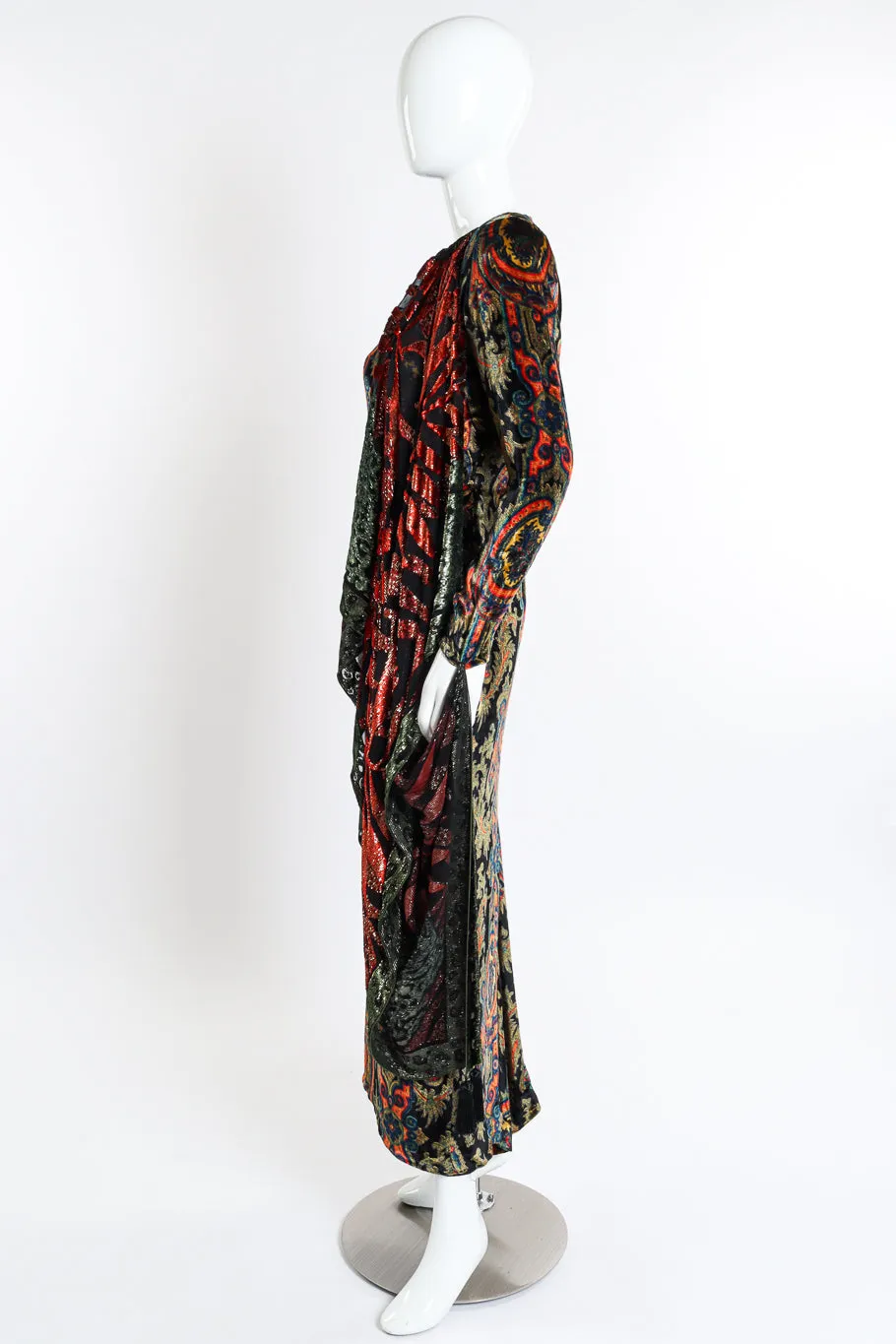 Paisley Silk Velvet Shawl Dress