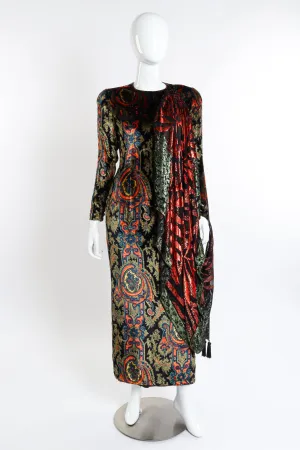 Paisley Silk Velvet Shawl Dress