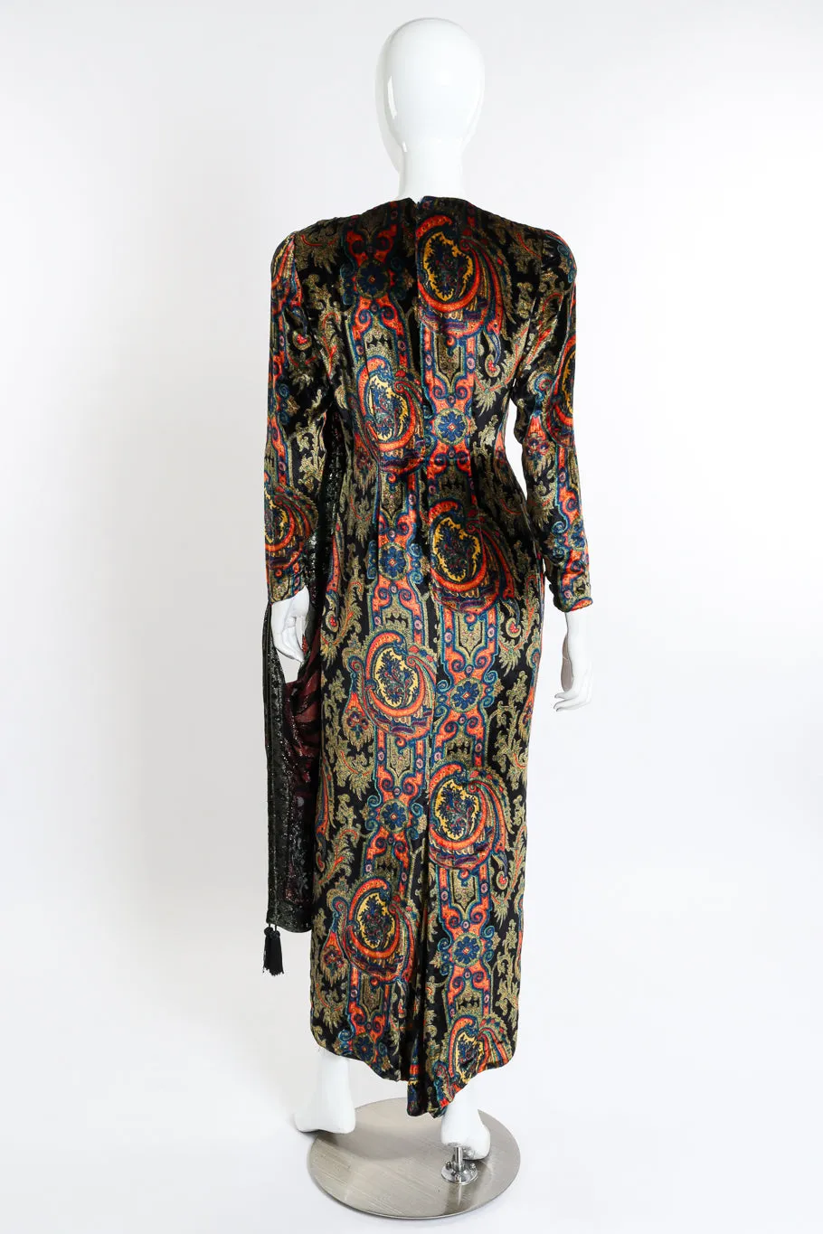Paisley Silk Velvet Shawl Dress