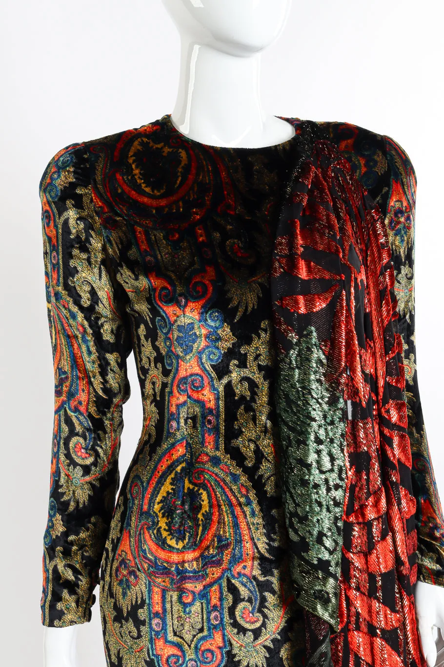 Paisley Silk Velvet Shawl Dress