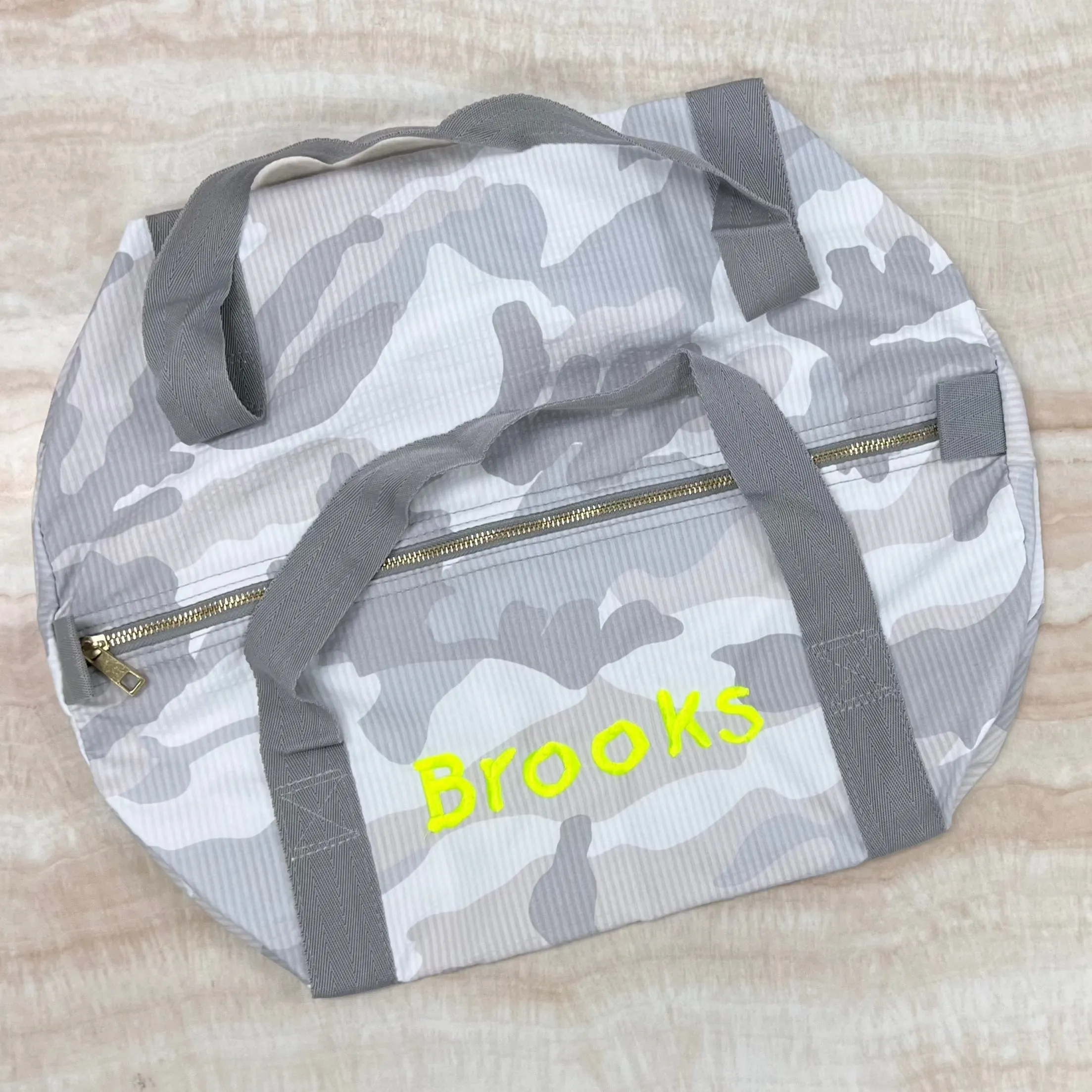 Personalized Seersucker Snow Camo Duffel Bag