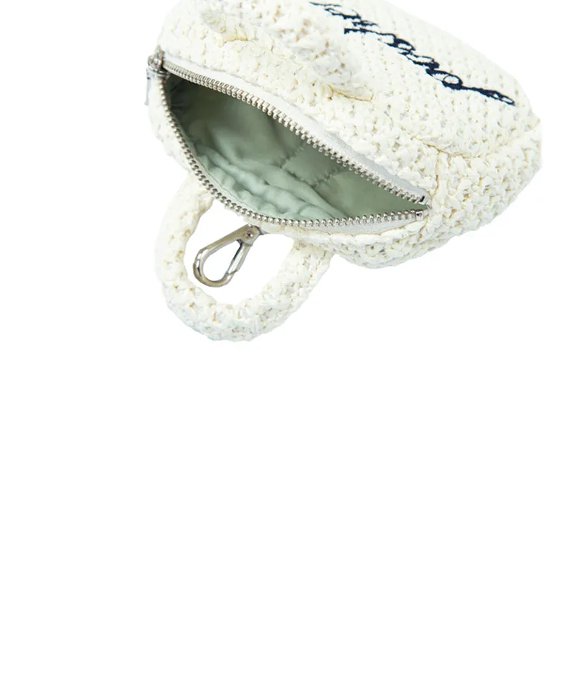 POSHERD Top Handle Rattan Ball Pouch - Ivory