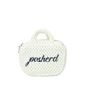 POSHERD Top Handle Rattan Ball Pouch - Ivory
