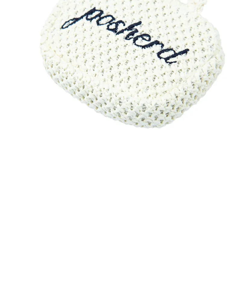 POSHERD Top Handle Rattan Ball Pouch - Ivory