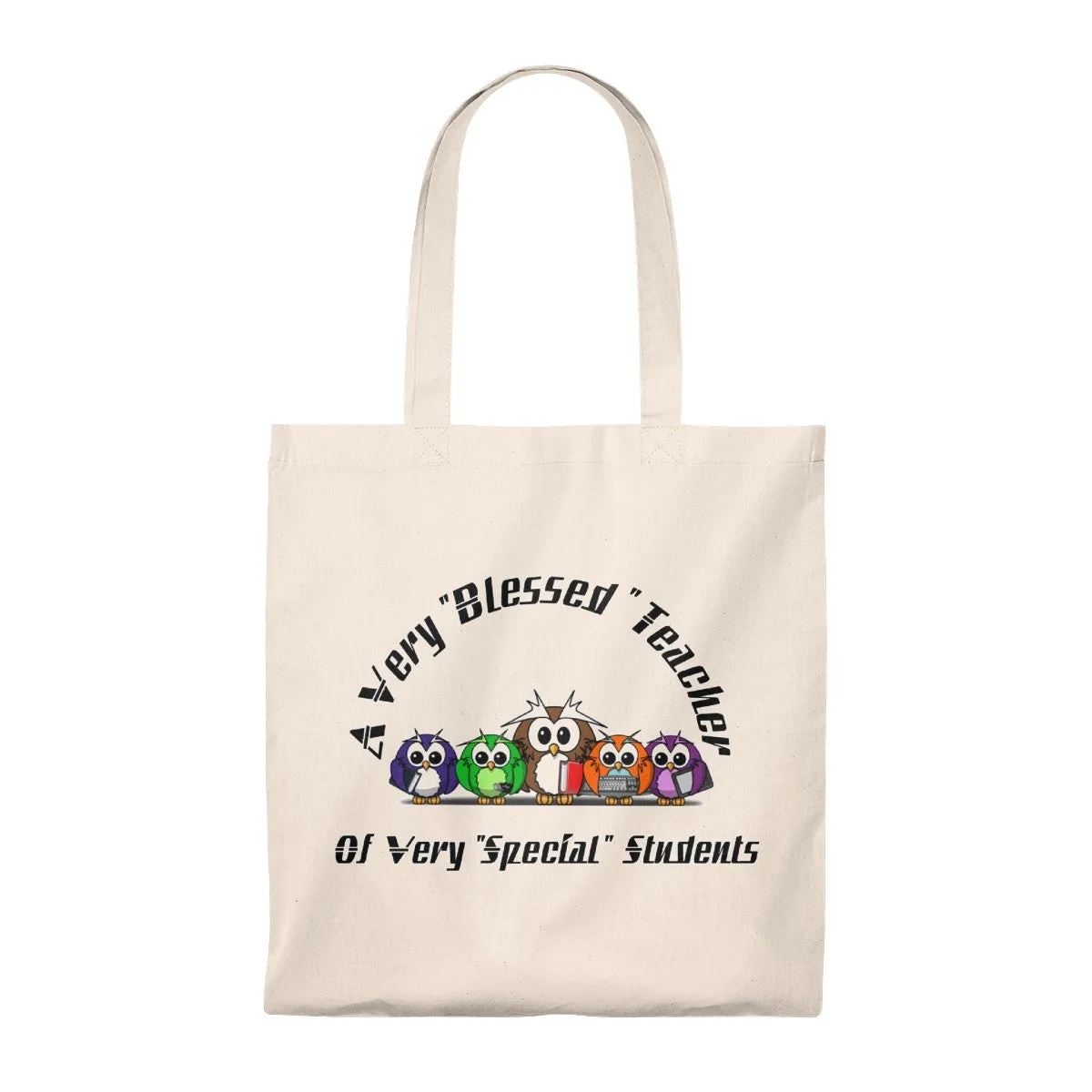 "Blessed Owl Teacher" Black Letters Tote Bag - Vintage
