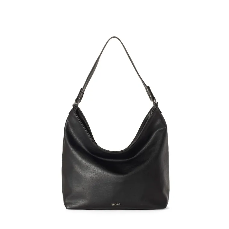 Skyla - Mary Vegan Crossbody Hobo Bag | Black