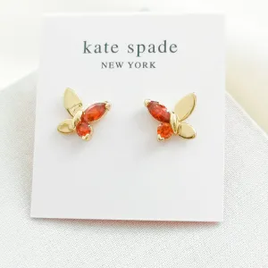 Social Butterfly Gold Red Small Stud Earrings