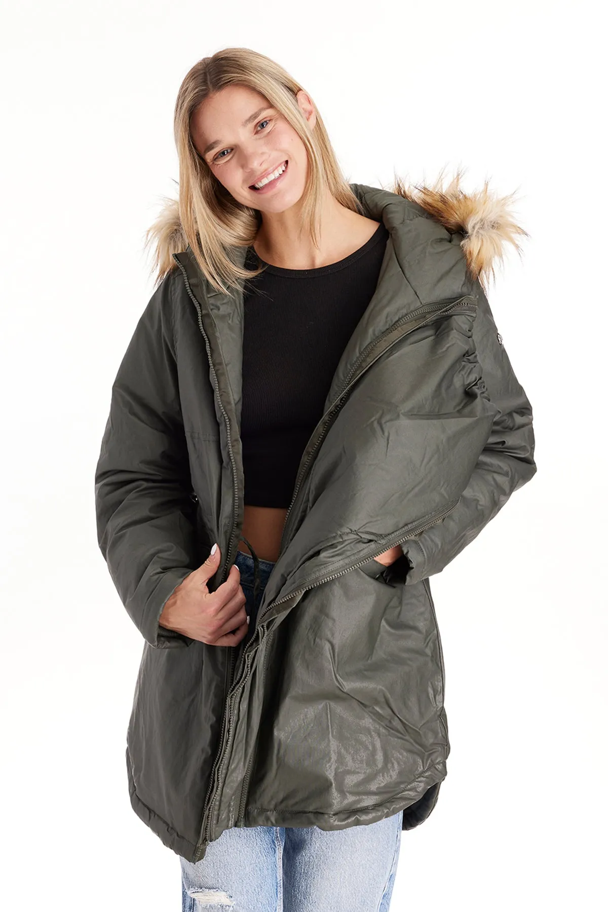 Sofia Waxed Shell 3 in 1 Maternity Parka From Moderneternity