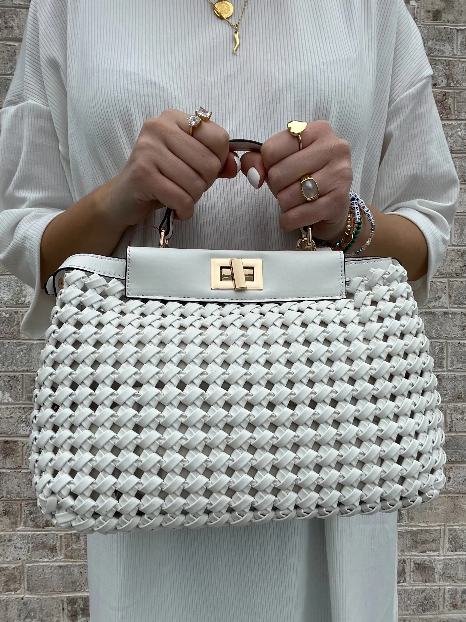 Top Handle Woven Bag