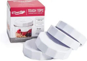 Tough Tops - Ball Regular Mouth Mason Jar Lids Plastic Leakproof - Bpa-Free White Plastic Mason Jar Lids - Reusable Dry Canning Lids Fit Ball Jars (Ball Mason Jars Not Included)