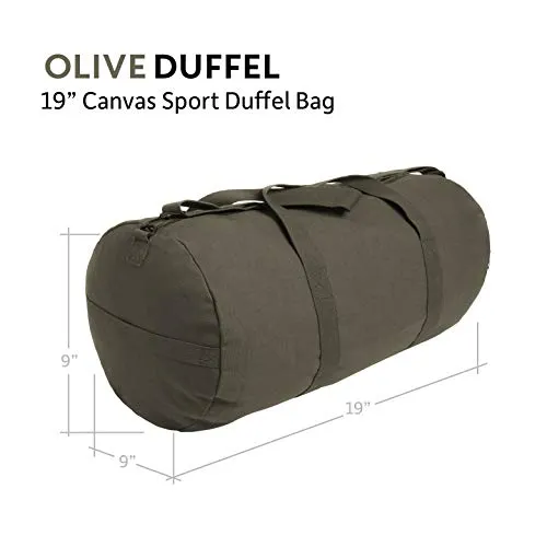 U.S. Marine Corps Semper Fidelis Army Sport Heavyweight Canvas Duffel Bag in Olive & Red, Large