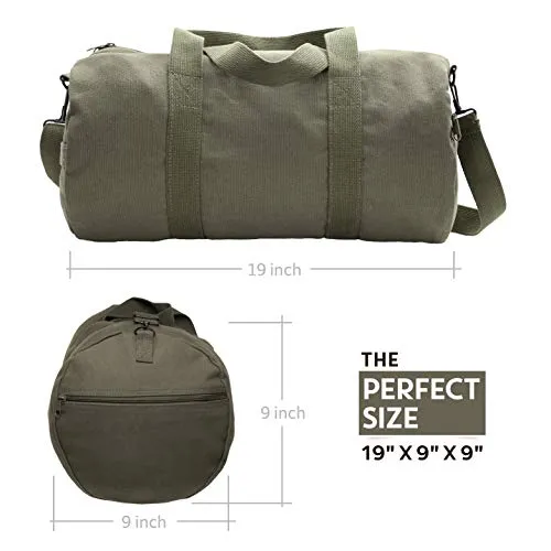 U.S. Marine Corps Semper Fidelis Army Sport Heavyweight Canvas Duffel Bag in Olive & Red, Large