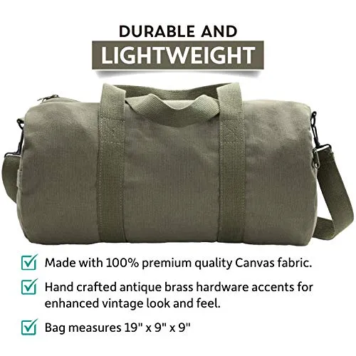 U.S. Marine Corps Semper Fidelis Army Sport Heavyweight Canvas Duffel Bag in Olive & Red, Large