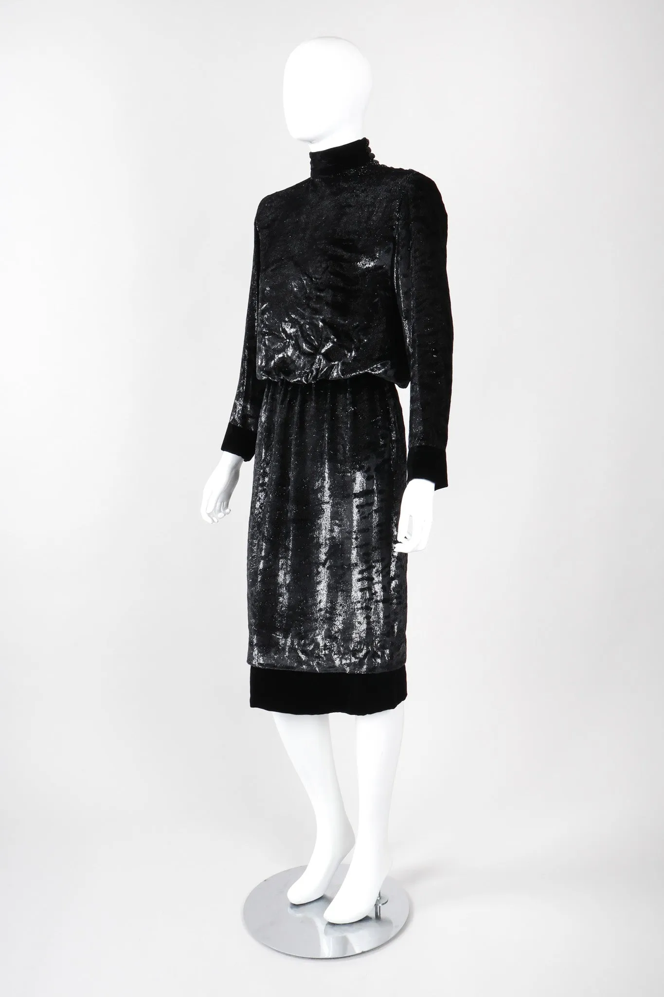 Velvet Lamé Blouson Dress