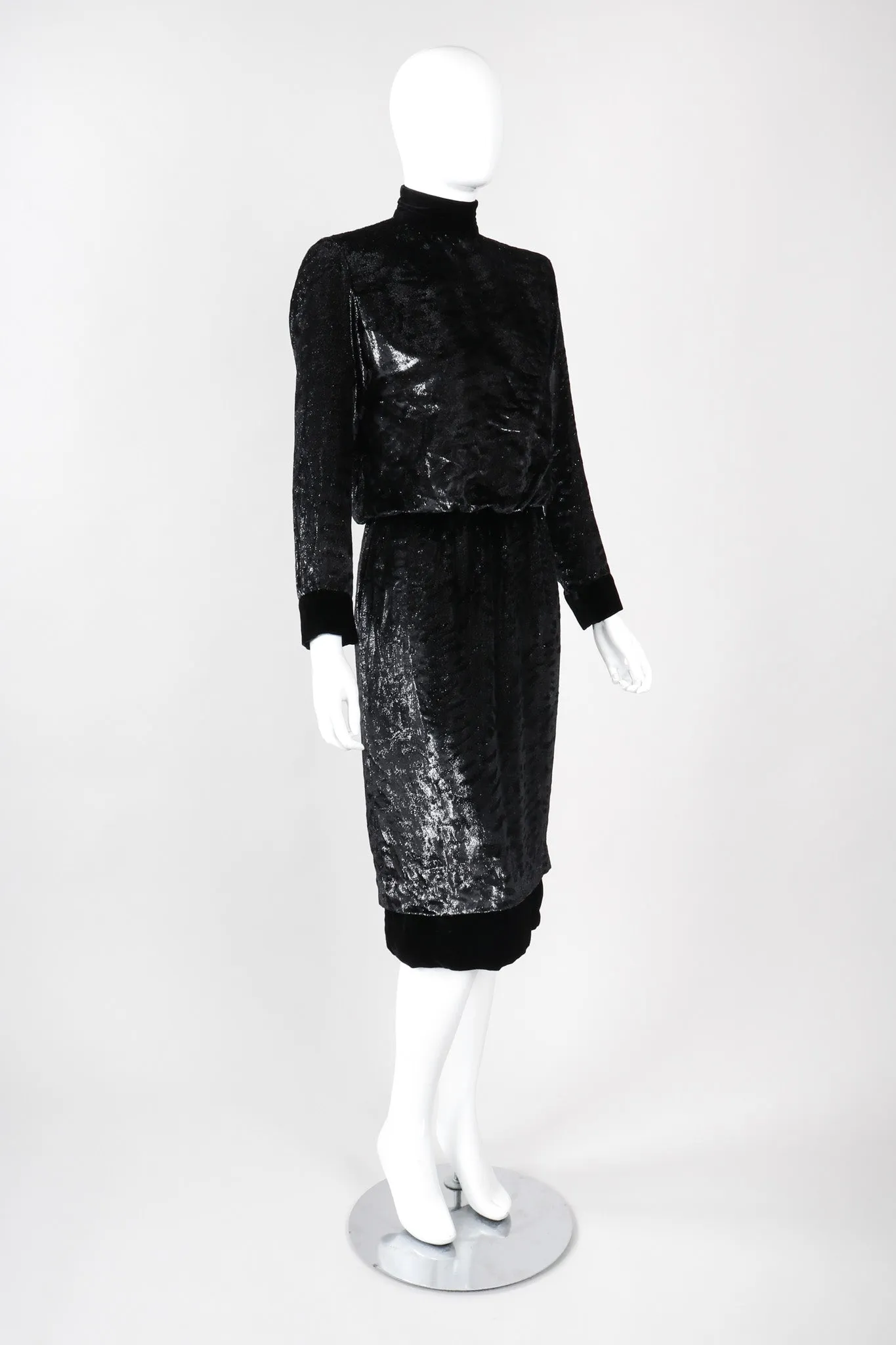 Velvet Lamé Blouson Dress