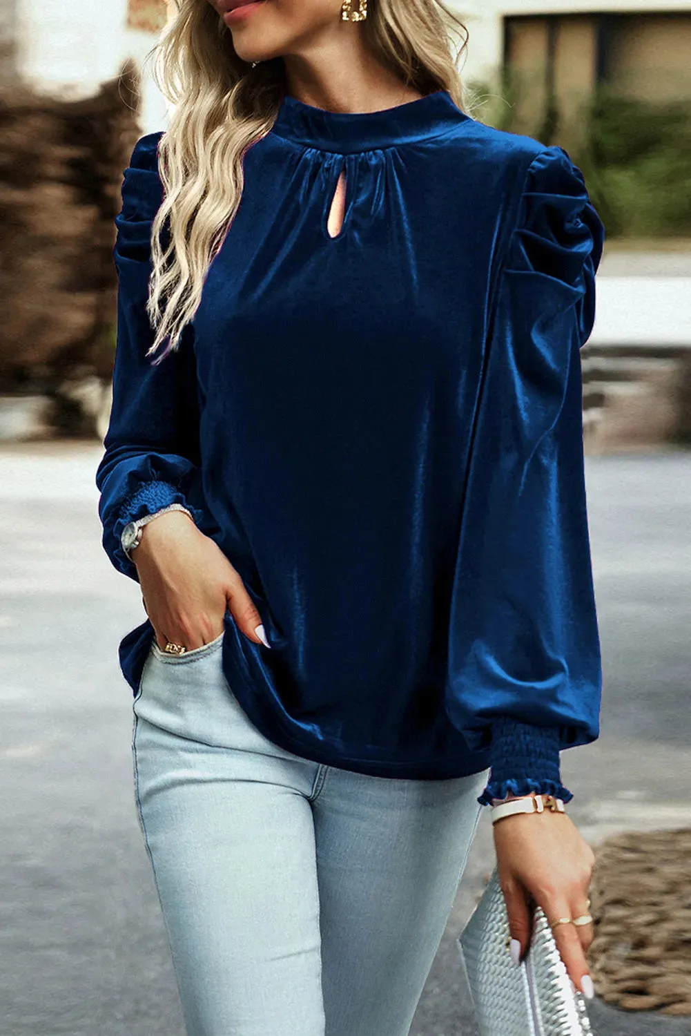 Velvet Long Sleeve Blouse