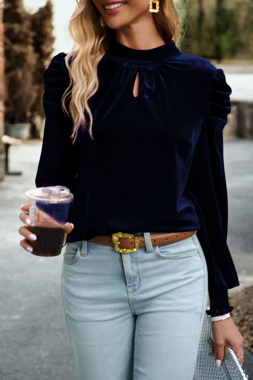Velvet Long Sleeve Blouse