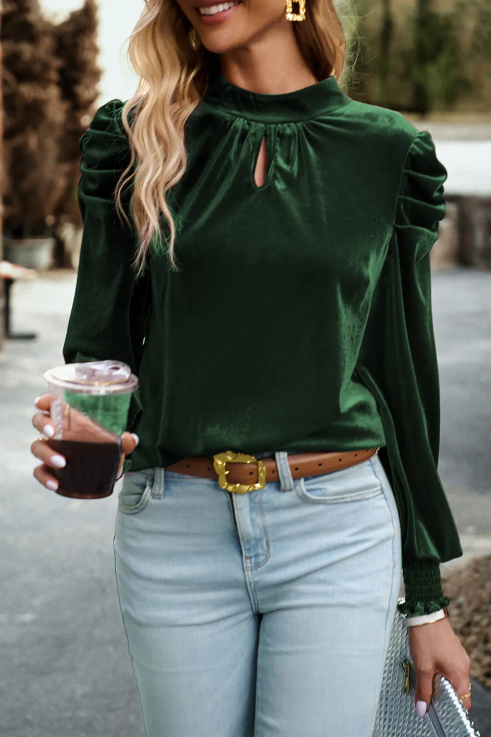 Velvet Long Sleeve Blouse