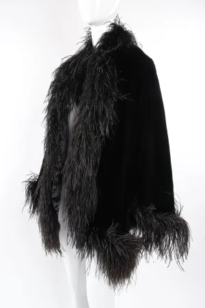 Velvet Ostrich Feather Trim Coat