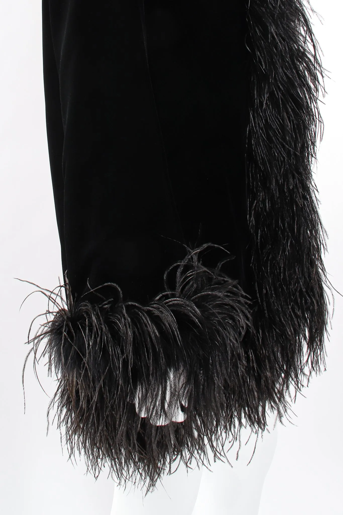 Velvet Ostrich Feather Trim Coat